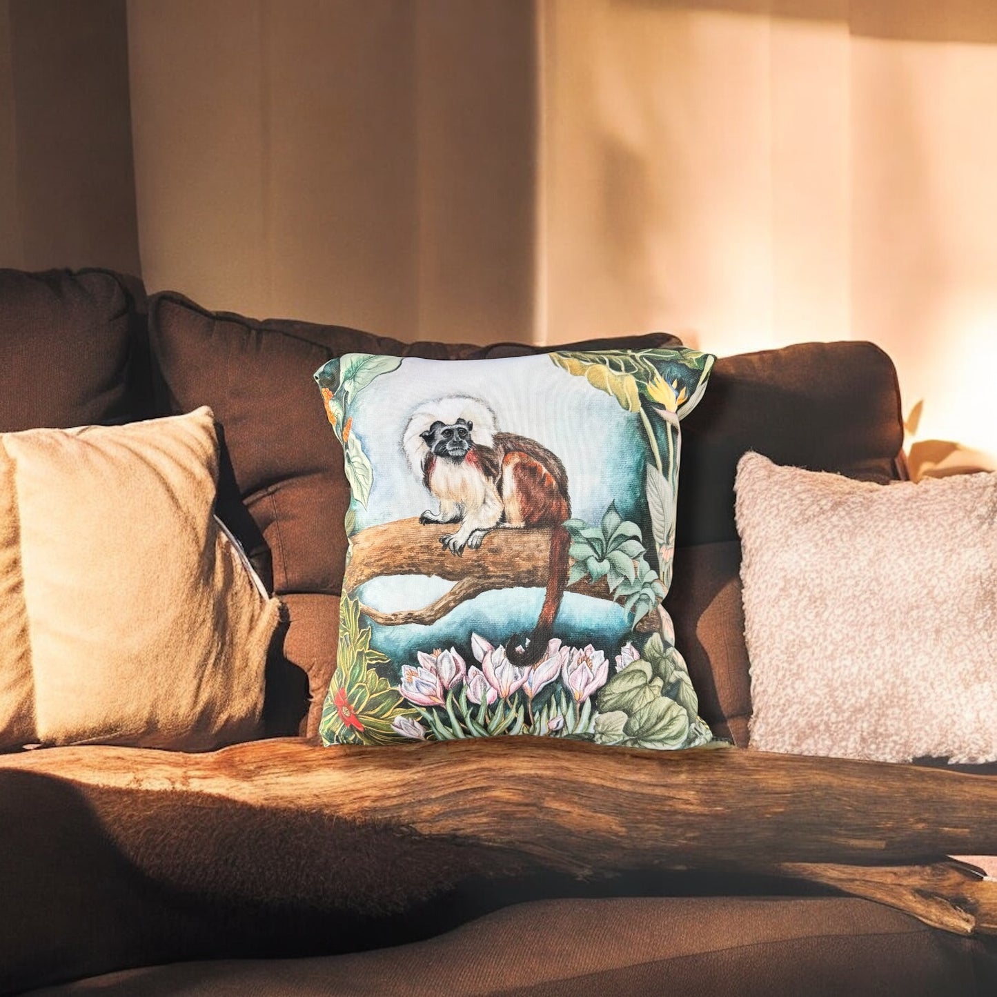 Tropical Monkey Cushion Cover - (16 x 16 inch)