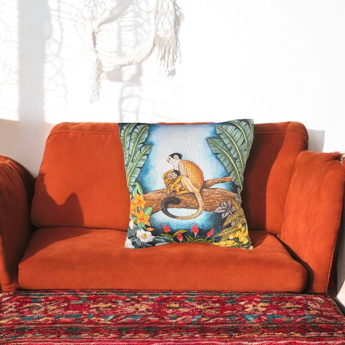 Squirrel Monkey Cushion Cover - (16x 16 inches)