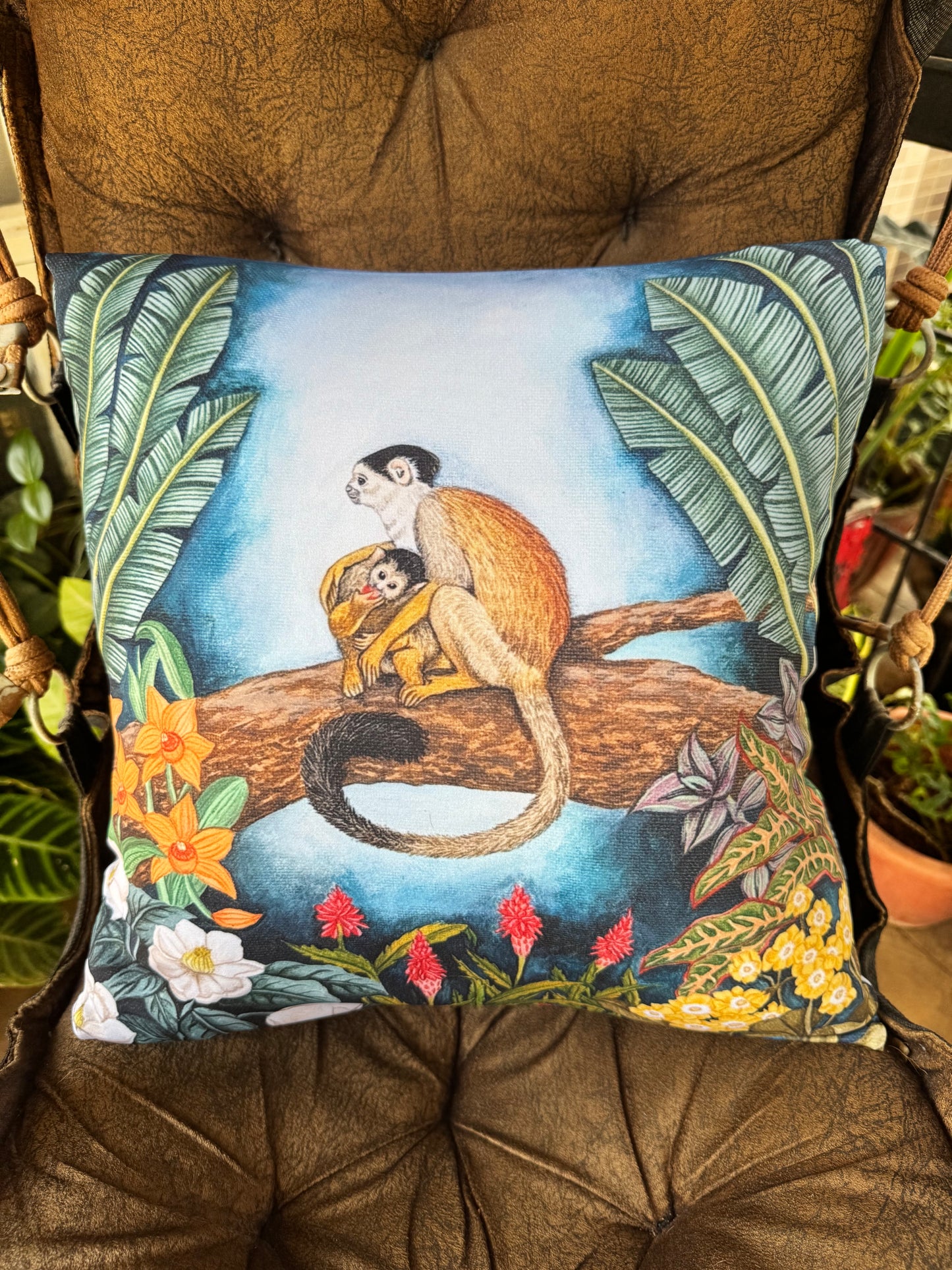 Squirrel Monkey Cushion Cover - (16x 16 inches)