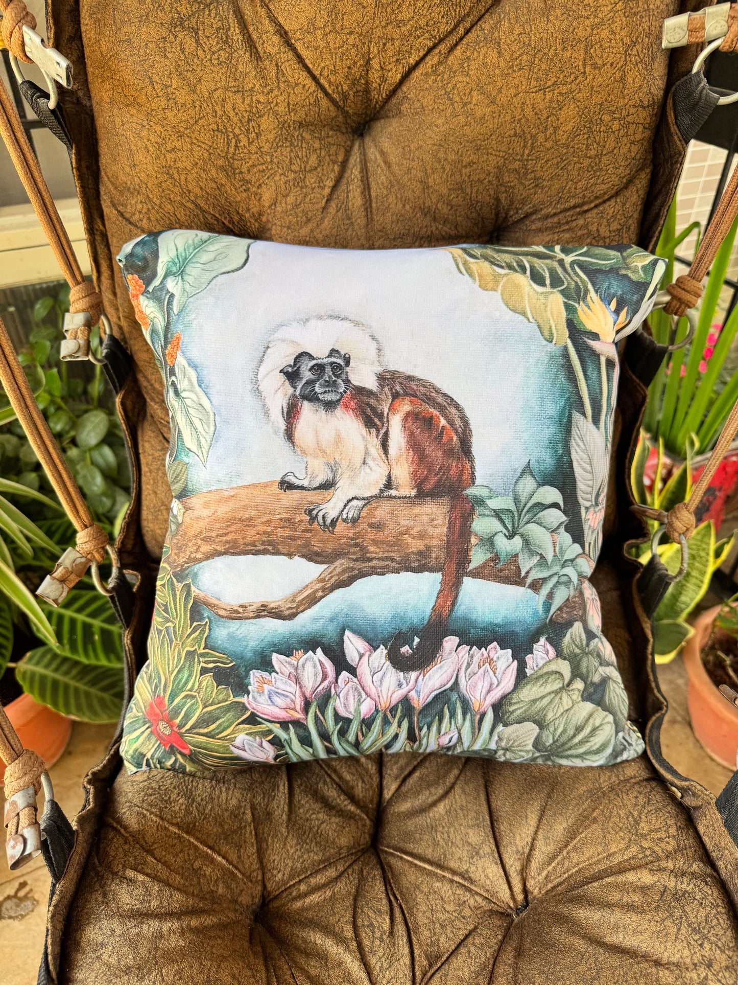 Tropical Monkey Cushion Cover - (16 x 16 inch)