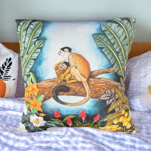 Squirrel Monkey Cushion Cover - (16x 16 inches)